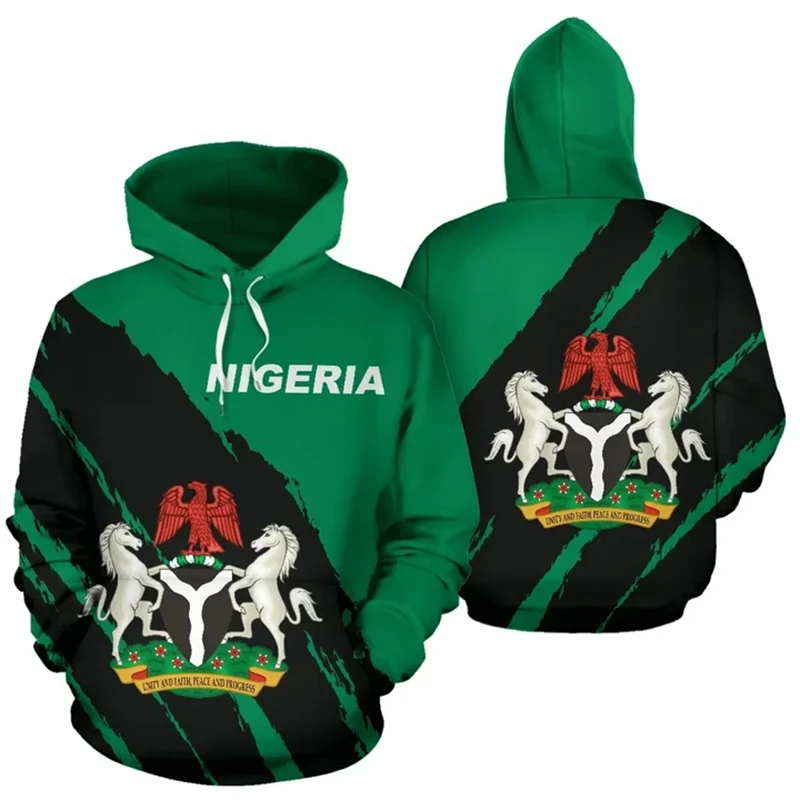 

Nigerian Flag Map Graphic Sweatshirts Nigeria National Emblem Hoodie For Men Clothing Casual Male Hoody Sport Boy Pullovers Coat