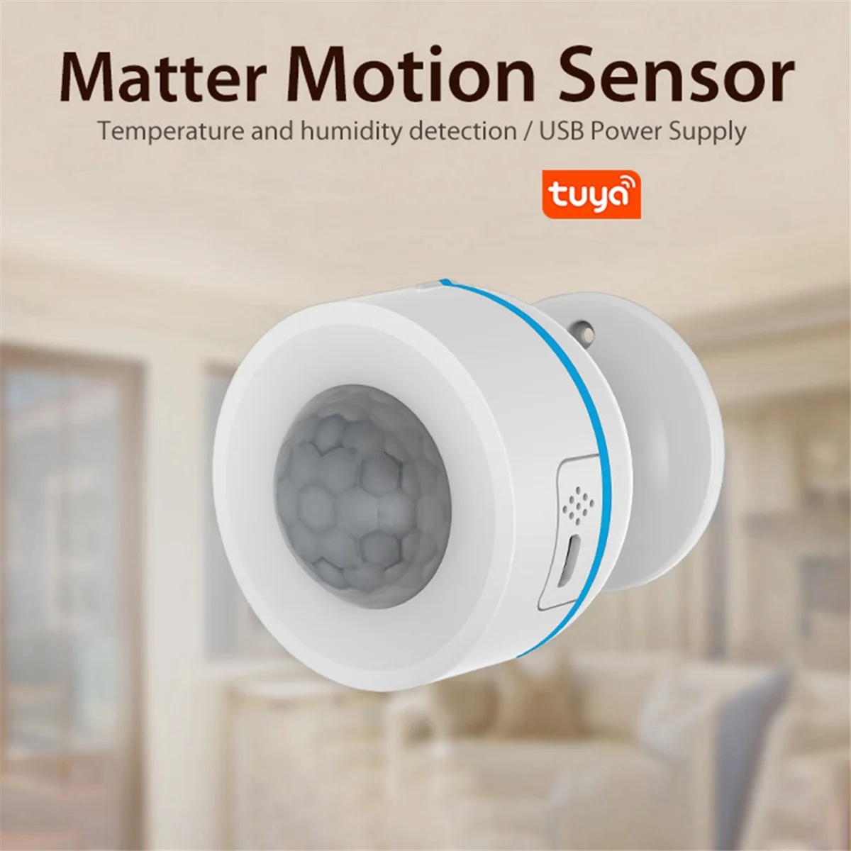ABDX-Tuya Matter Thread PIR Motion Detector Wireless Human Body Infrared Detector Work with HomeKit Alexa