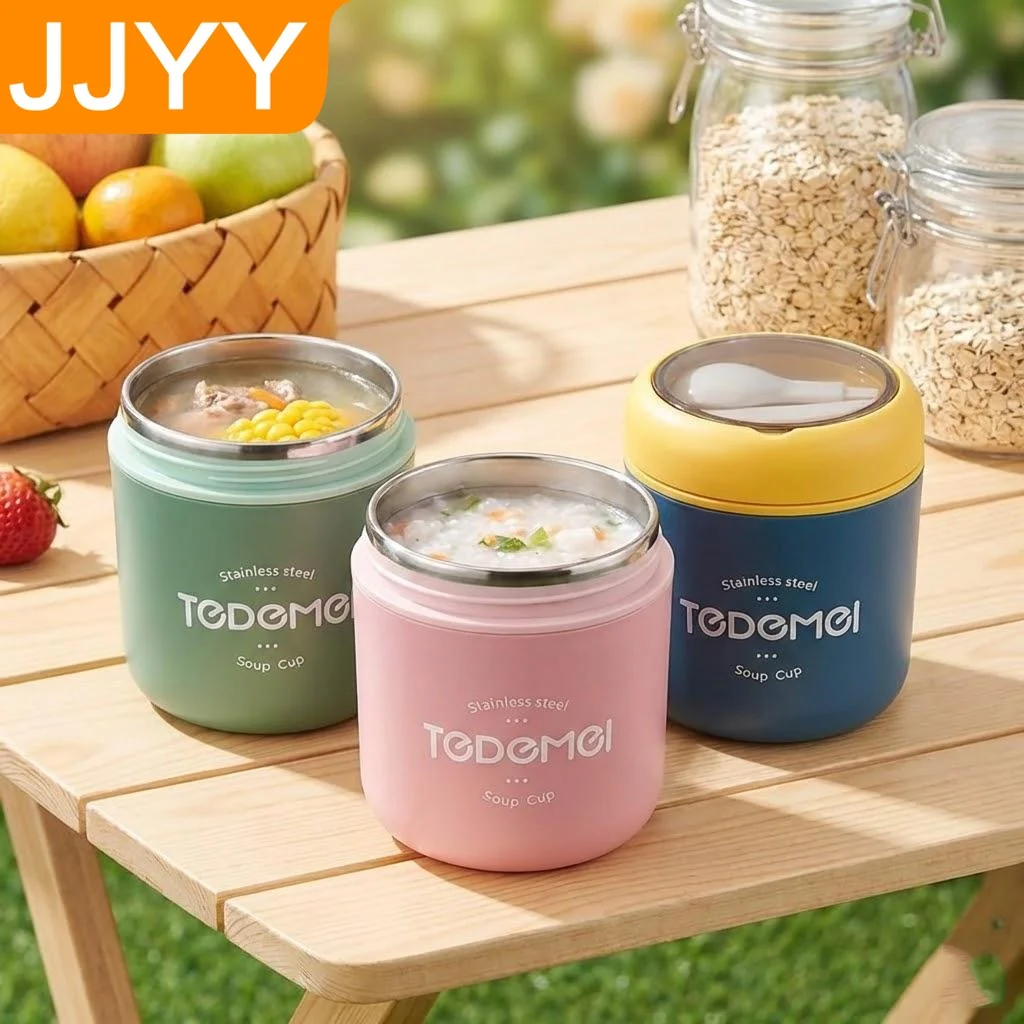 

Портативная термокружка для супа из нержавеющей стали 530 мл с крышкой и ложкой, для путешествий, завтраков, кухонная утварь