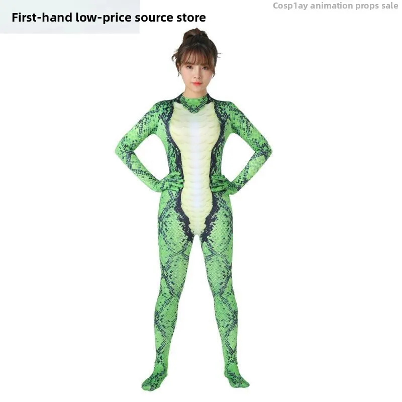 

HengBo een Python Jumpsuit loween Costume Animal Cosplay Series Straight Hair Milk Silk Material Ethnic Stage Costume