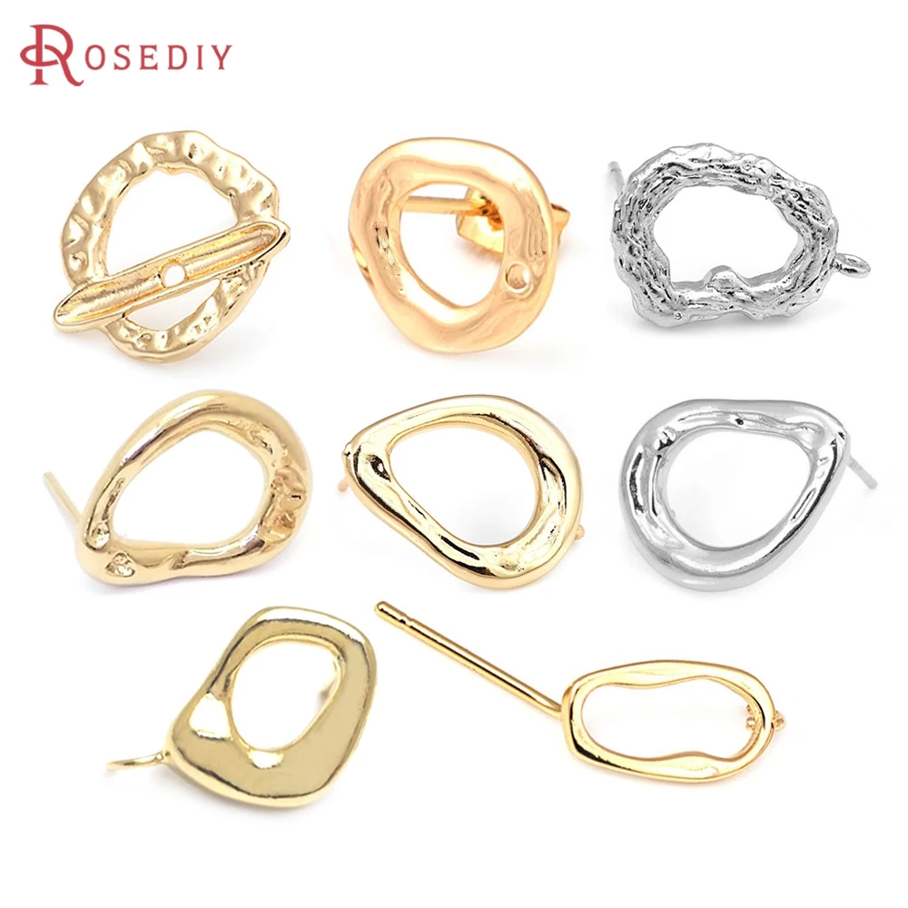 18K Gold Color Brass Irregular Frame Stud Earrings Women Earrings High Quality Diy Accessories Rosediy Official Store