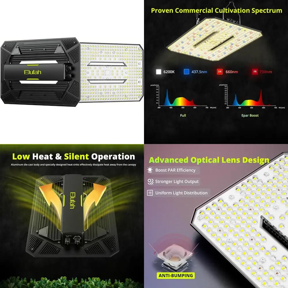 ضوء LED للنمو بقدرة 150 وات، طيف كامل للنباتات الداخلية - درجة تجارية مع مفتاح مزدوج الوضع وتوافق سلسلة ديزي