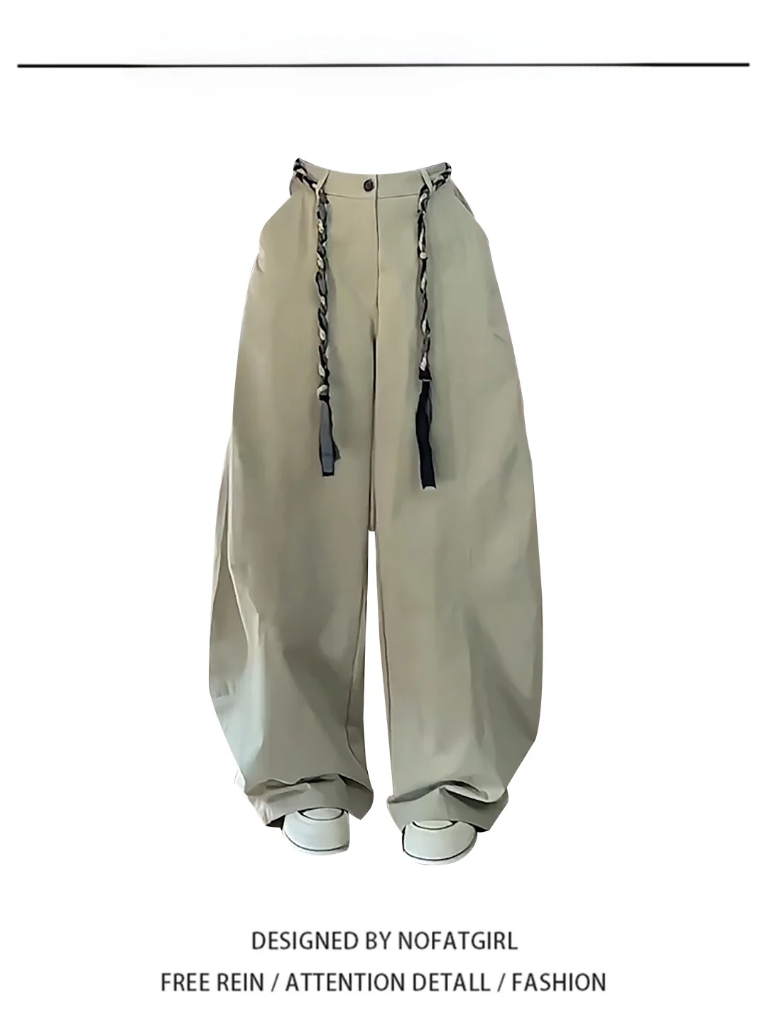 

Elegant High-Waisted Wide Leg Pants Women's Loose Fit Bowed Rope Tie Harlan Pants Autumn Season Casual Comfortable plus Size