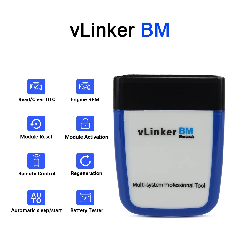 Car Diagnostic Tool Code Reader vLinker BM ELM327 V2.2 Repairing Tools Bluetooth 3.0 OBD2 Scanner For BMW Bimmercode