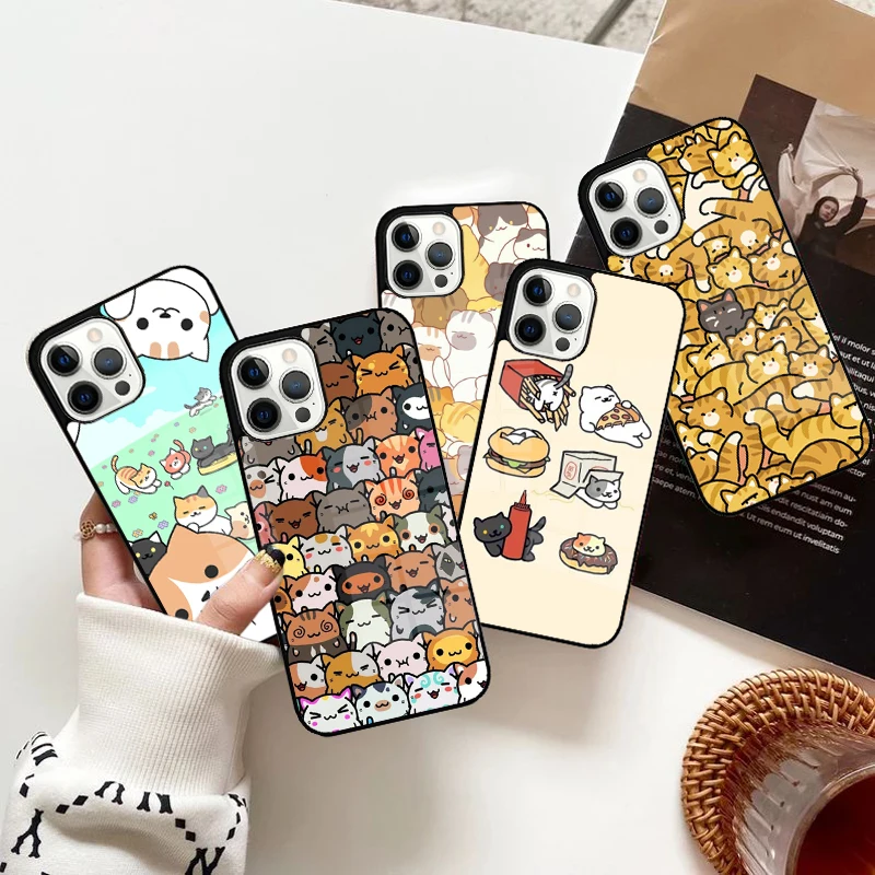 Neko Atsume Phone Case Strong Magnetic for iPhone 15 16 14 13 Pro Max 11 12 Mini Magsafe Wireless Charging Cover