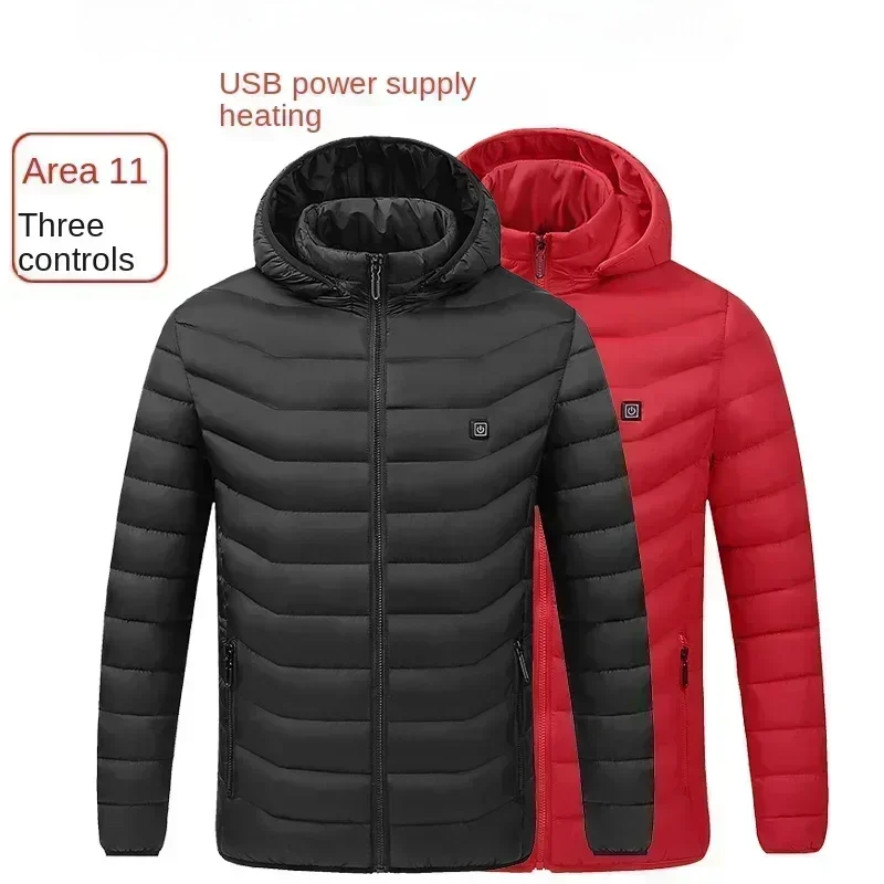 Winter Multi Zone Heating Jacket 2024 New Men\'s USB Intelligent Heating Waterproof Hooded Top Cold Resistant Warm Cotton Coat