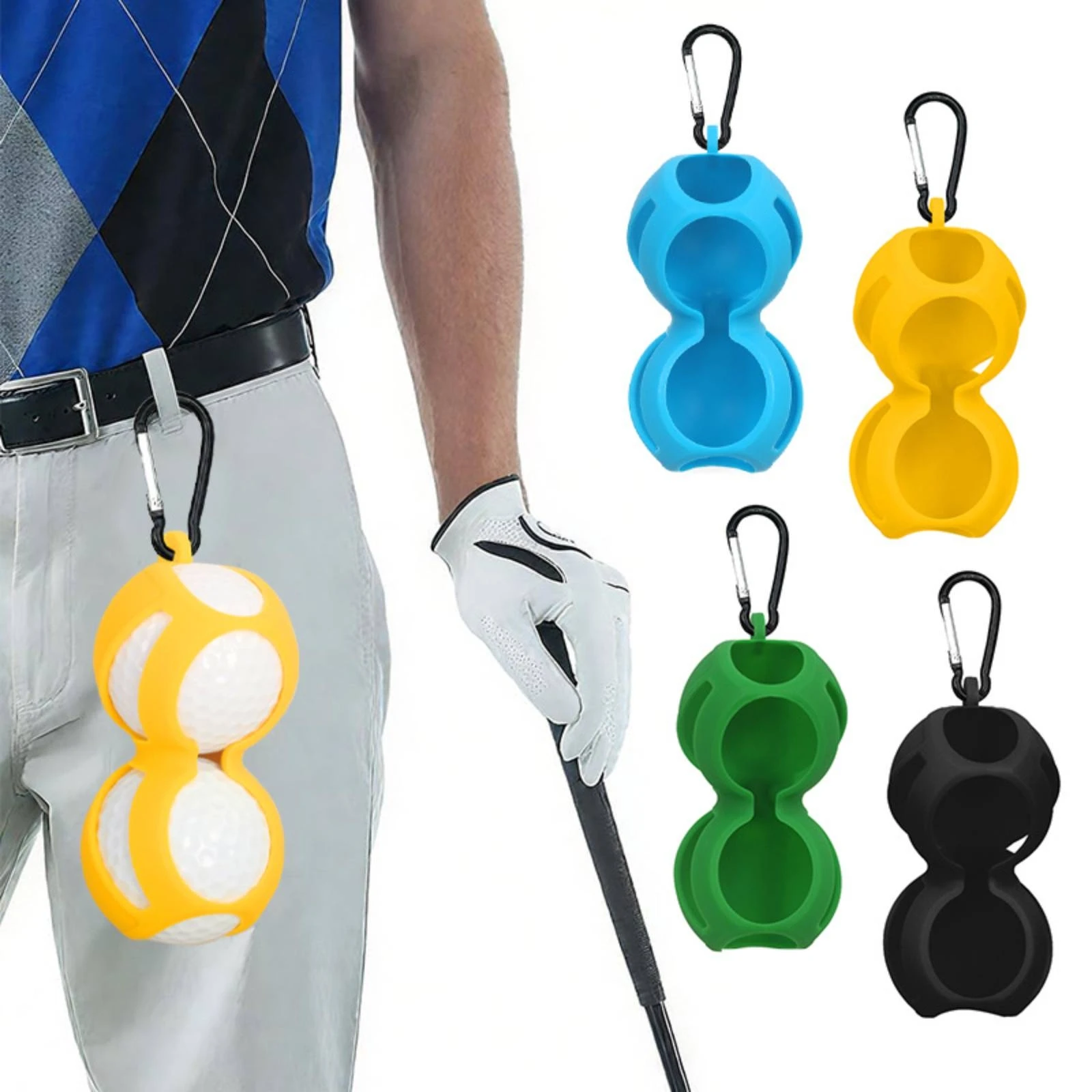 Silicone Golf Ball Holder Flexible Double Golf Ball Holder Sports Accessory Easy to Clean Quick Reach for Golfers - view 2