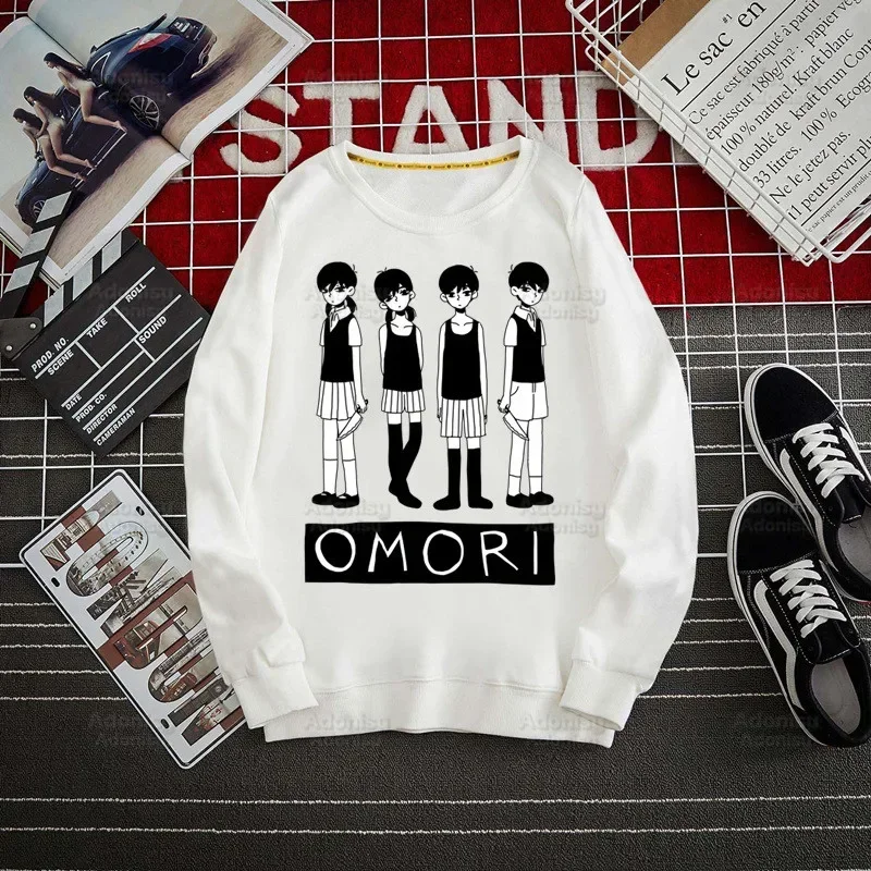 Omori Game Anime Neutral Cat Men Hoodie Autumn Hip Hop Streetwear Men Pullover Sweatshirts Hoodies Mens White Color Hoodie Male