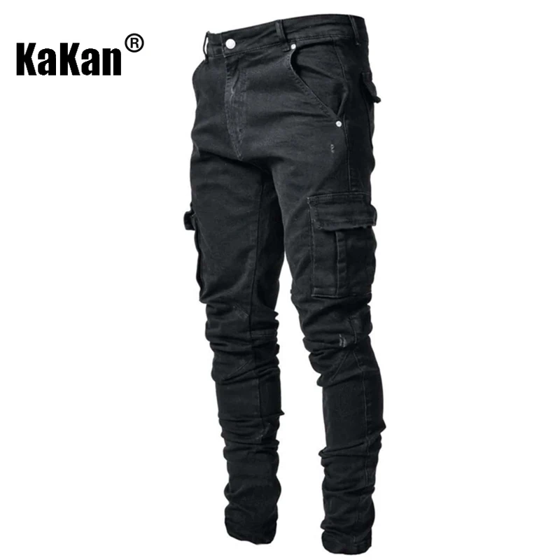 Kakan - New Men's Small Leggings Elastic Multi Pocket Jeans, Y2k Clothes Slim and Slim Jeans, Jeans Man Brand