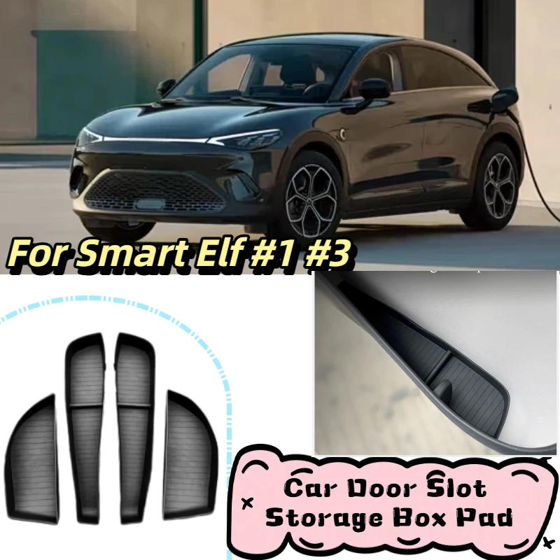 For Smart Elf # 1 # 3 Car Door Slot Storage Box Pad Tpe Waterproof Storage Pad Cup Holder Interior Accessories