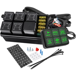 6 Gang Switch Panel 12V Universal Circuit Control System with Fuse Relay Box Button Switch Pod Touch Switch Box for Truck ATV