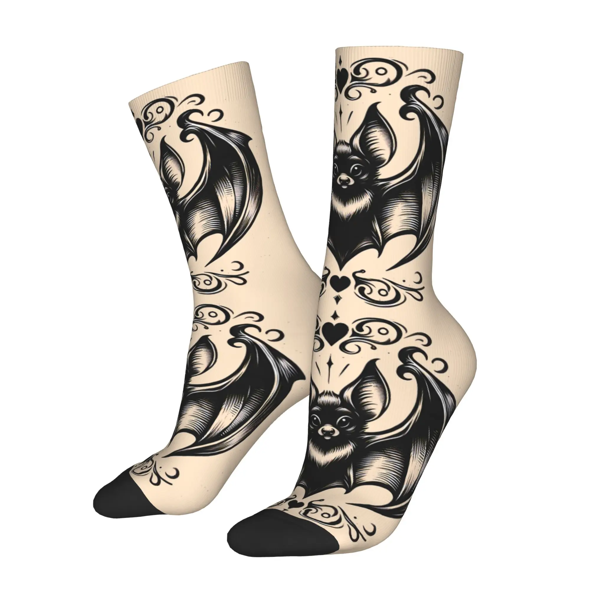 

Модные мужские носки из полиэстера с принтом в виде татуировки летучей мыши
