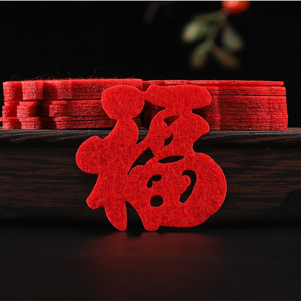 

90pcs Fu Character Decals Red Chinese Calligraphy Blessing Home Garden Spring Festival Window Stickers Glass Door Decals