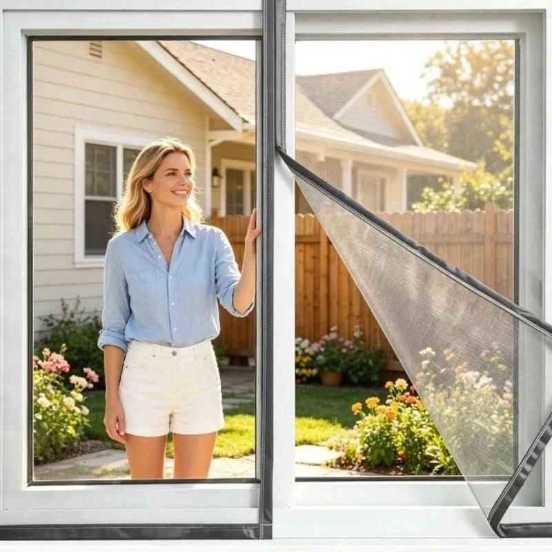 Summer Magnetic Self-Adhesive Insect Window Screen, Customizable Size No Drilling Mount, Dust & Mosquito Protection Mesh Screen