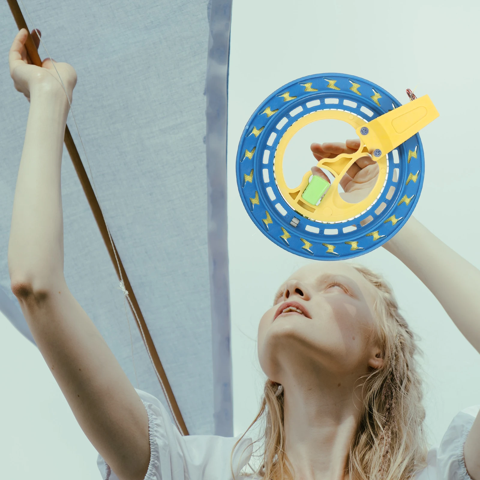 Linha de pipa de plástico carretel voando máquina de enrolamento de freio de mão trava de catraca criança