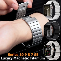 Magnetic Titanium Strap For Apple Watch Ultra 2 49mm Wristband Bracelet Link Band For iWatch Series 7 8 9 10 46mm 45mm 44mm 42mm
