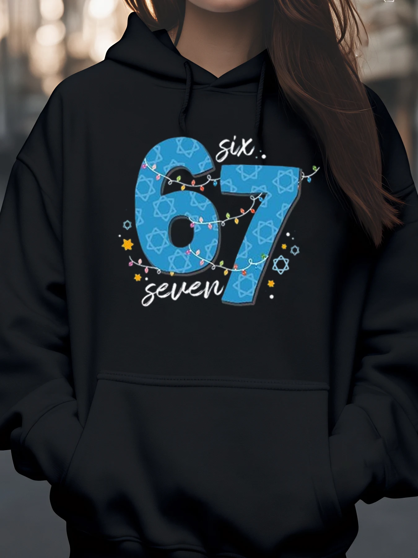 

Толстовка с капюшоном Six Seven Hanukkah Lights, праздничная одежда унисекс