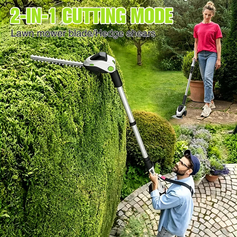 Electric lawn mower - cordless lithium battery trimmer for home use - rechargeable grass trimmer for lawn care and weed removal