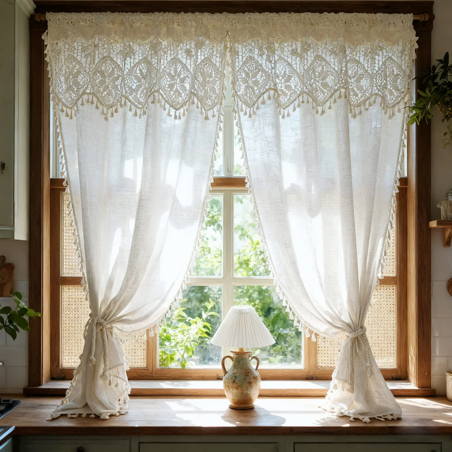 

1 шт., однотонная прозрачная занавеска в богемном стиле для гостиной, оконная драпировка с кисточкой, кафе, кухня, украшение для дома, жалюзи