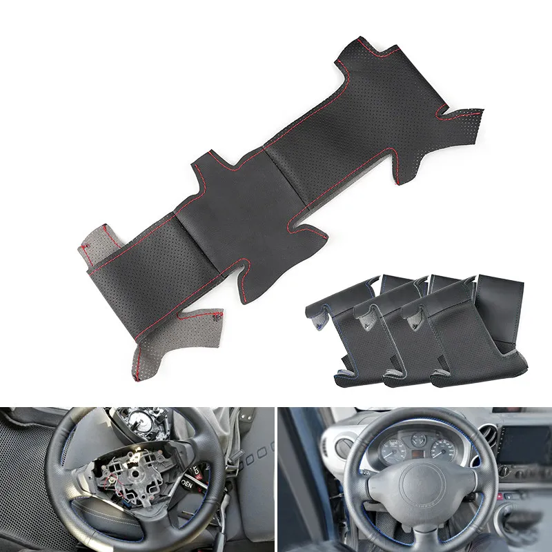 Car Inner Steering Wheel Cover Perforated Leather Trim For Peugeot 207 2006-2014 Expert Partner Citroen Berlingo Jumpy 2009-2016