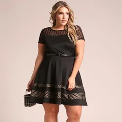 Plus Size Casual Dresses 2024 New Short slept Temperature Solid Color Short Sleeve Dresses Slim Fit Women's Large Dress