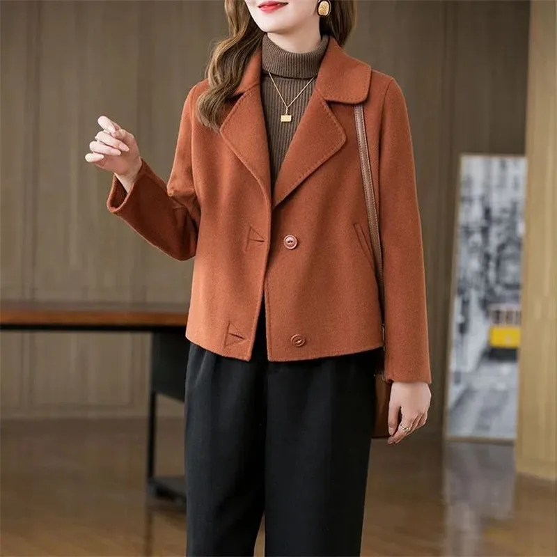 Cappotto di lana da donna corto di Design alla moda 2023 primavera autunno nuova giacca di lana a doppia faccia coreana capispalla Casual top