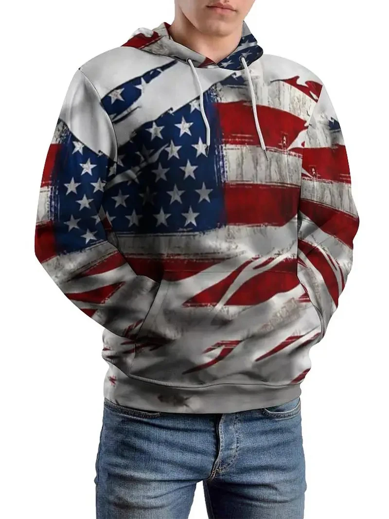 American Flag US Dream Emblem Hoodie Man Clothing 3D Printed USA Spirit Hoodies Women Harajuku Fashion Y2k Pullover Hoodies Y2k