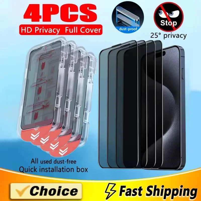 

4-1Pcs Dust Free Privacy Glass For Samsung A26 A25 A56 A36 A16 A06 A33 A55 A54 A53 A52 A35 A34 S25 Ultra S24 S23 S22 Plus S21 FE