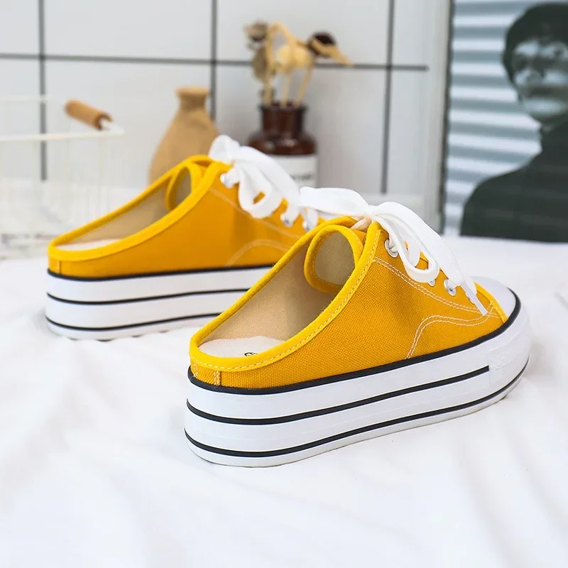 Leopar Dheight Increasing Canvas Shoes for Women 2024 Lazy Person Thick Sole Sponge Cake Shoes Platform ShoesHigh Quality