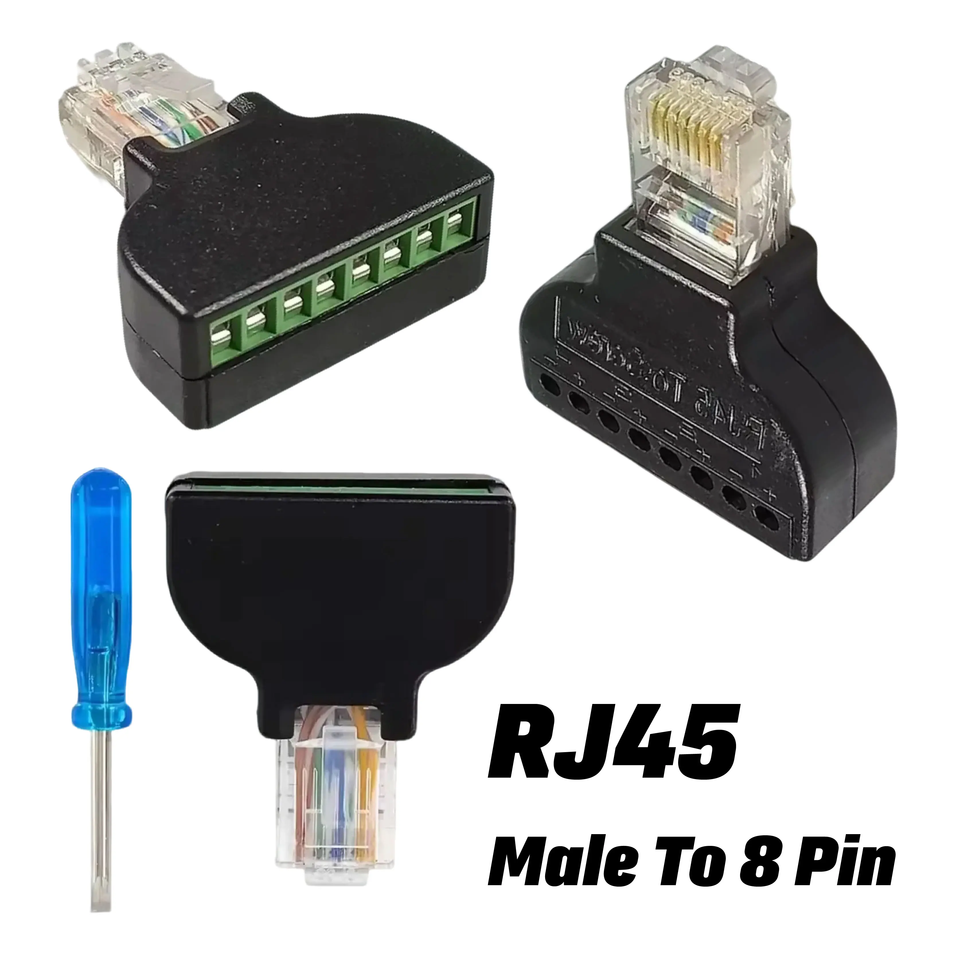 

RJ45 To Screw Terminal Block 8pin Male Plug Network Adapter Cable Ethernet for CCTV Digital Internet Connector