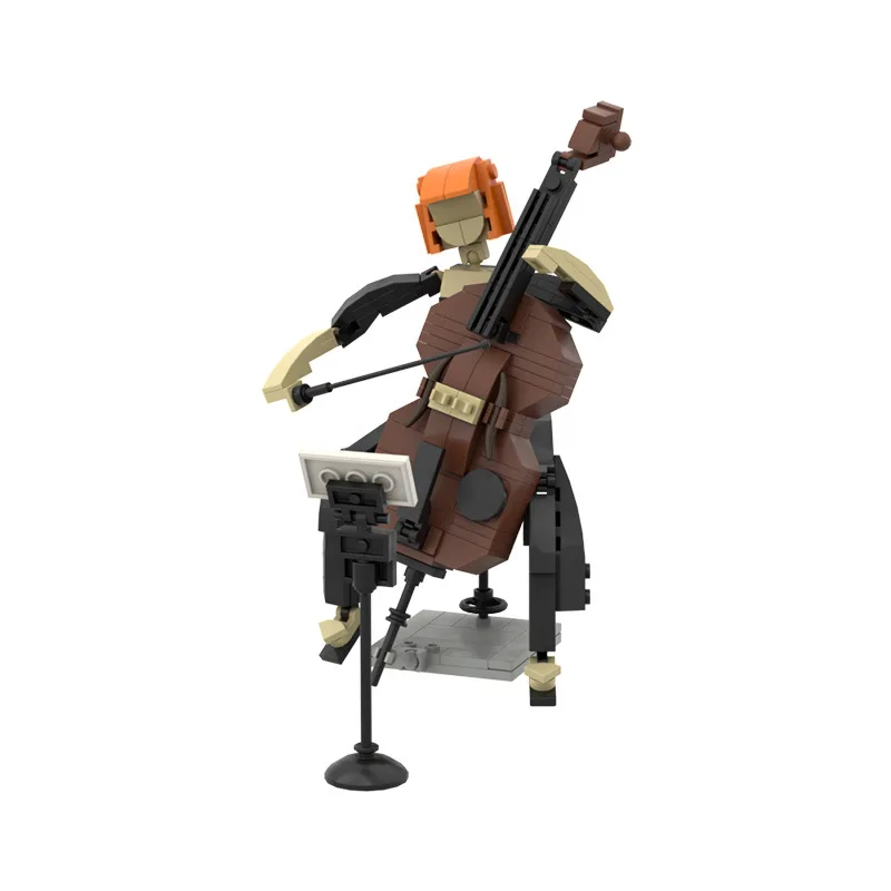 MOC Creative Ideas Music Therapy Violin Cello Musicians Building Blocks Female Cellist Model Toys for Children Kids Gifts Toy