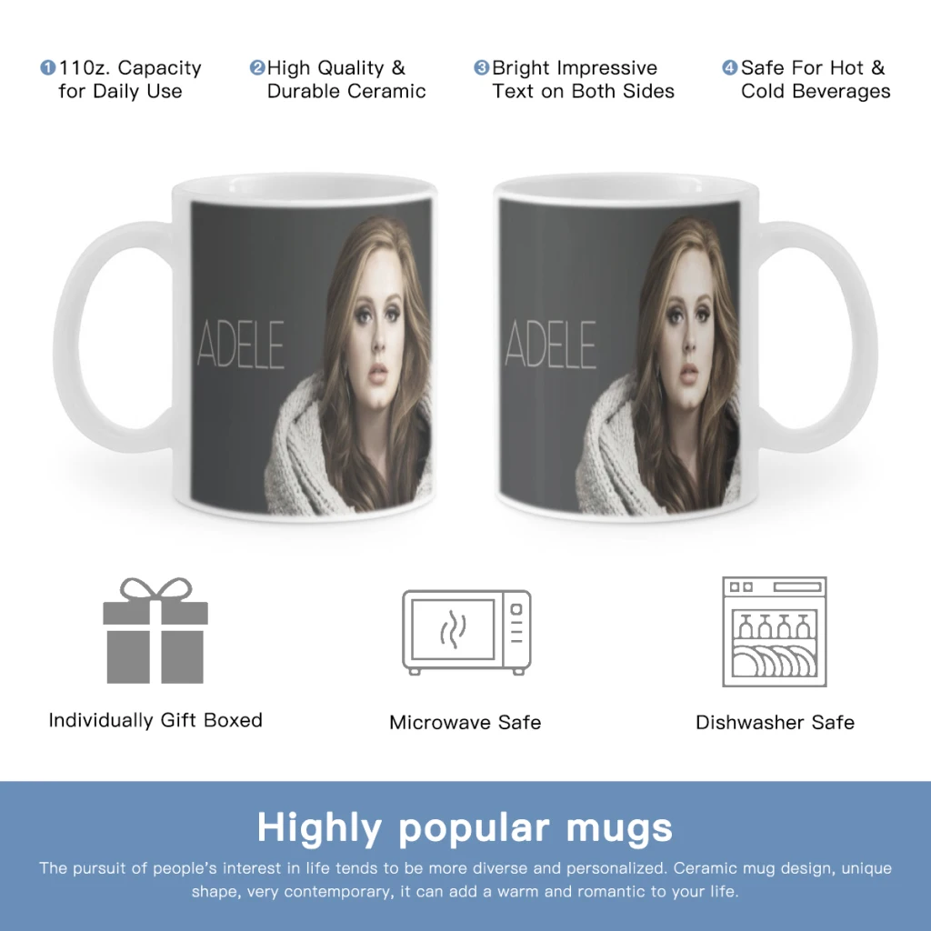 

Pop Singer Adele Adkins Music Star Free shipping Ceramic Mug Cute Coffee Tea Milk Stave Mugs And Cups with Handle Novelty Gifts