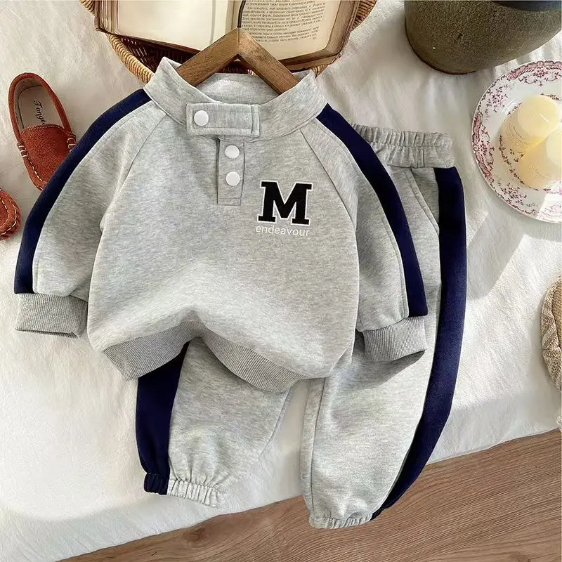 

New Boys Clothing Children Cotton Letter Set Spring Fall Kids Girls Long Sleeve Sweatshirt Tops Sport Pants Casual 2Pcs Outfits