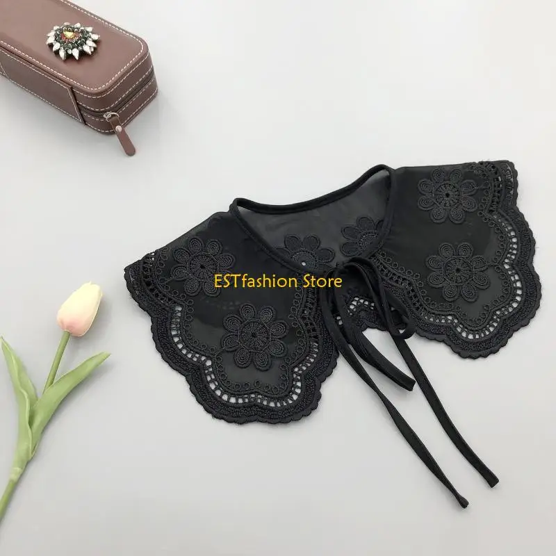 

Y5GC Fake Collar Sweater Blouse Shirt Detachable False Simple for Butterfly Floral Co