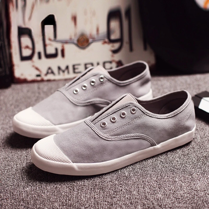 Classic Men Canvas Shoes Fashion Slip on Men\'s Vulcanized Shoes Flat Casual Shoes Male Sneakers Summer Breathable Cloth Footwear