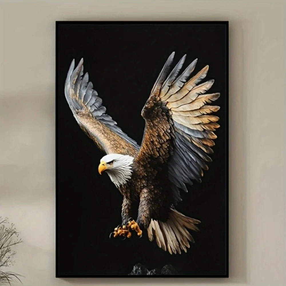 (No frame)2D Flat, Soaring Eagle Canvas Print, 12.0X16.0inch - Symbol of Freedom And Strength, Perfect Room Decor for Living