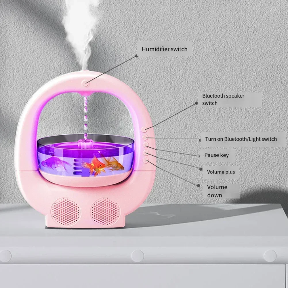 Nowy antygrawitacyjny nawilżacz powietrza 4 w 1 z Bluetooth Audio nawilżacz chłodnej mgły 700 ml dyfuzor do aromaterapii do domowego biura