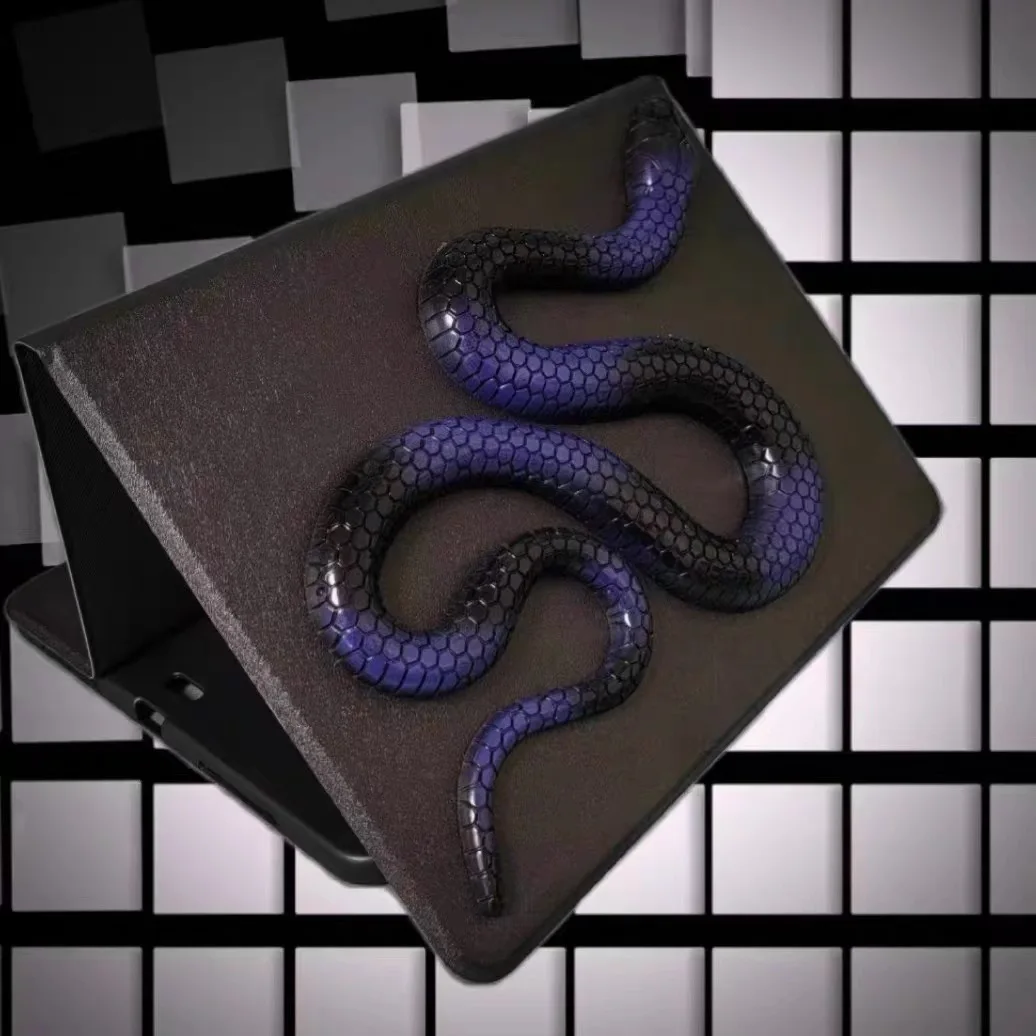 Original design personalized custom-made black king snake handmade tablet case, suitable for iPad