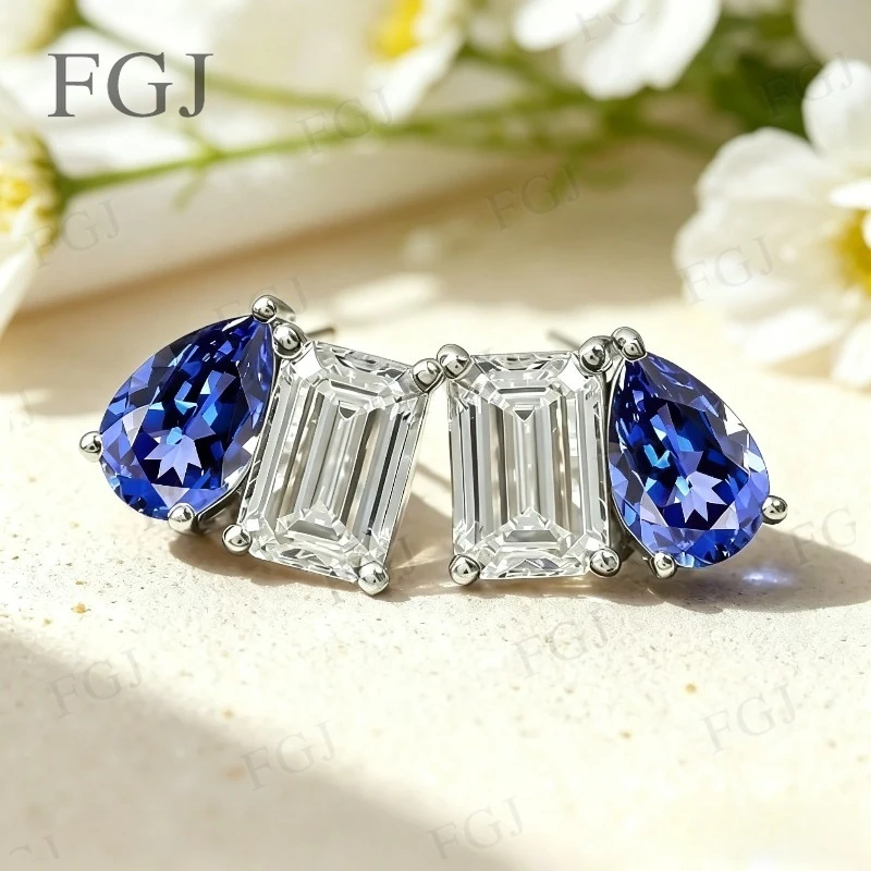 

925 Sterling Silver Earrings Moissanite/Ruby/Sapphire/Columbia/Zambia Stone Top Quality Jewelry For Women Wedding Gifts