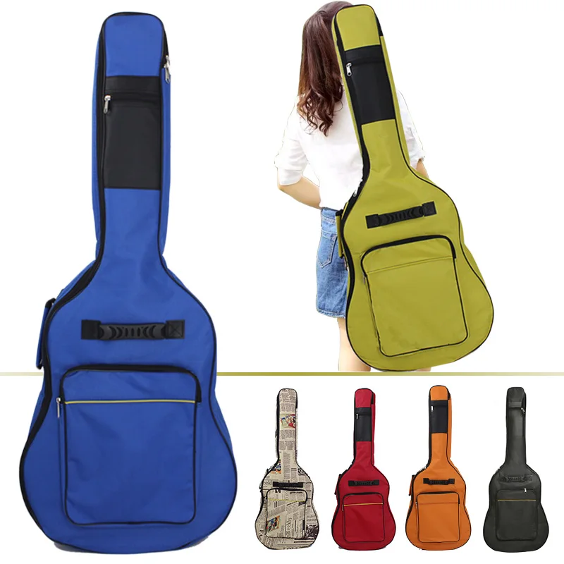 40/41inch Guitar Bag Thickened Oxford Waterproof Fabric Double Straps Padded Black Guitar Case Gig Backpack Guitar Accessories