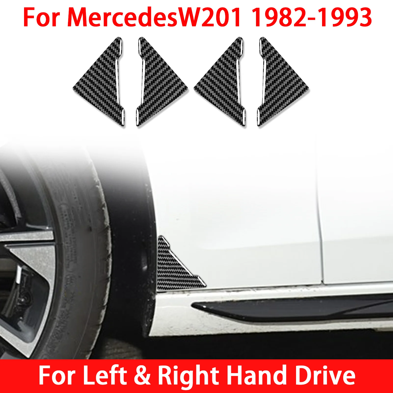 For Mercedes 190 W201 1982-1993 Carbon Fiber Door Corner Protector Frame Set of 4 Sticker Interior Auto Accessories