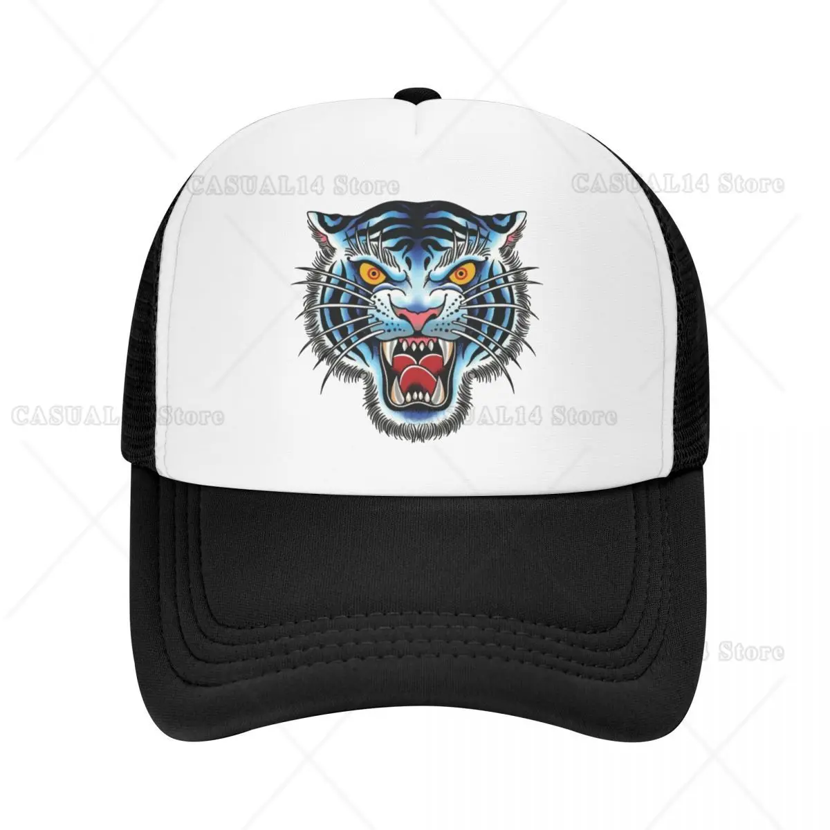 

Gothic Traditional Tattoo Tiger Head Baseball Cap Outdoor Women Men's Adjustable Trucker Hat Summer Snapback Caps