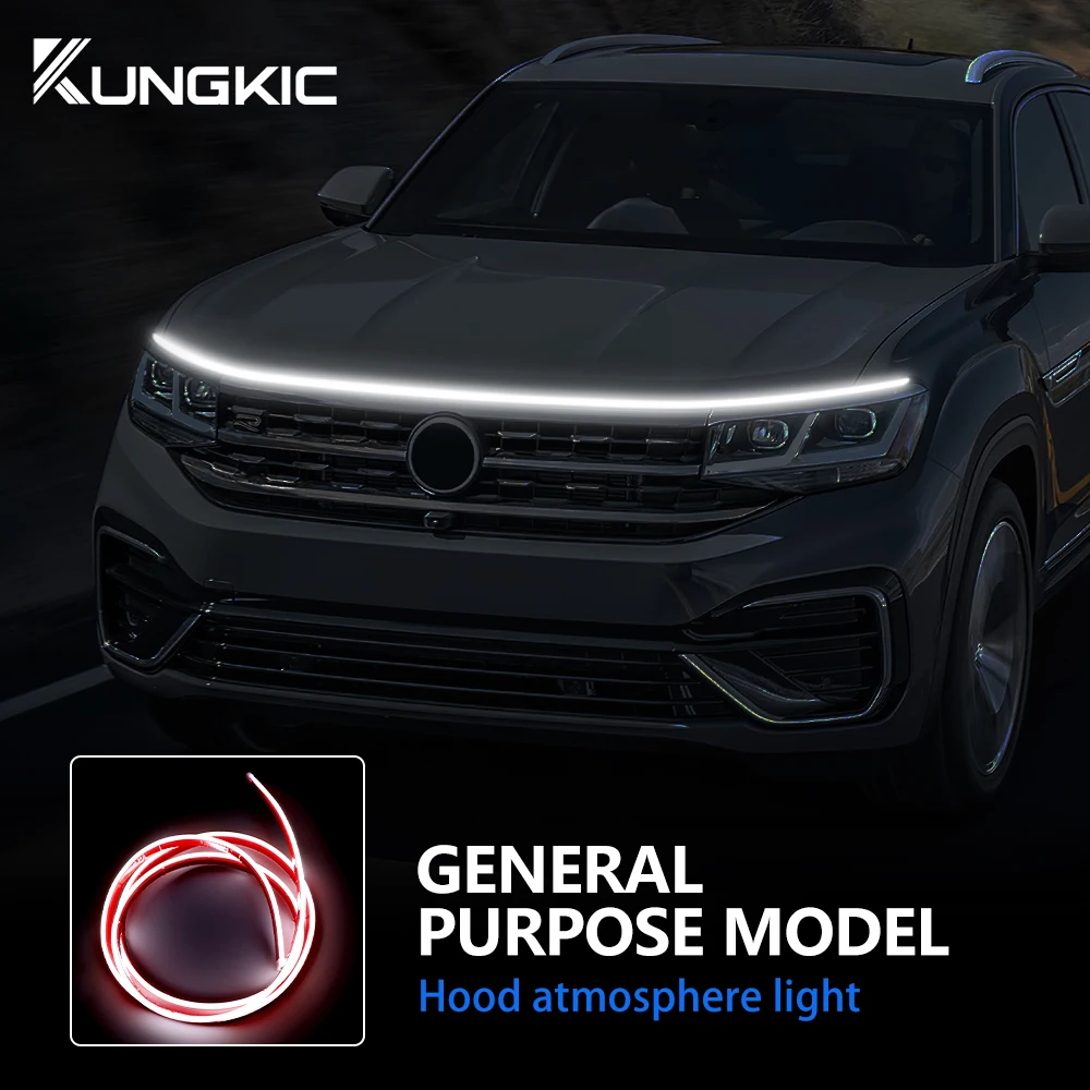 Dynamische Meteor-LED-Motorhaubenleuchtenleiste, universelle Motorhaubenführung, dekorative Lichtleiste, Autoscheinwerfer, 1 Stück, Fahrzeug-Tagfahrlicht