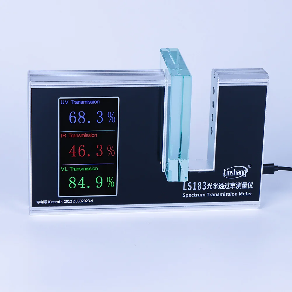 LS183 Window Tint Meter Light Transmittance365nm UVT, 940nm IRT and VLT 47mm Measuring Thickness Laminated Glass High Precision