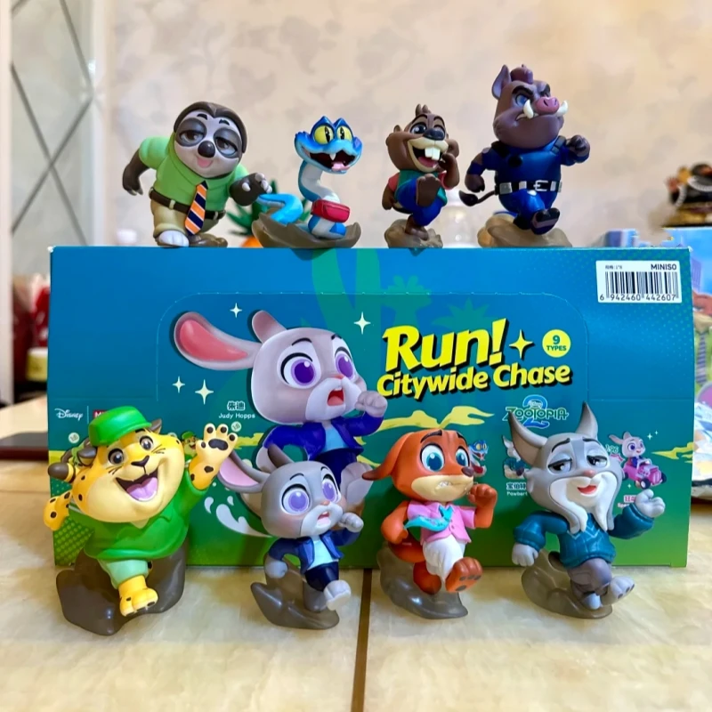 MINISO Disney Zootopia Run! City Chase Serie Blind Box Niedliche Judy Hopps Modell Animation Ornamente Kinderspielzeug Geburtstagsgeschenk