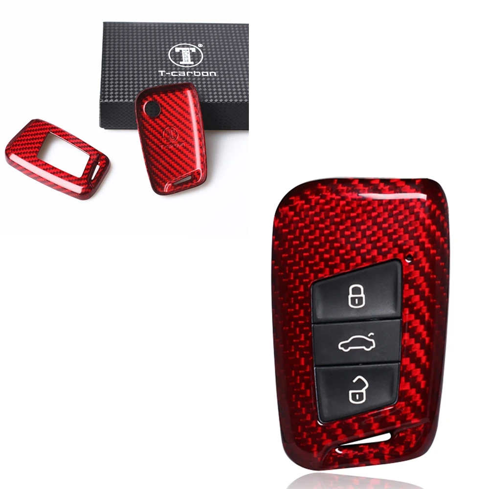 

Car Smart Remote Key Car Cover Keychain Case Cap Shell Bezel Carbon Fiber For Volkswagen VW Magotan 2017-2018