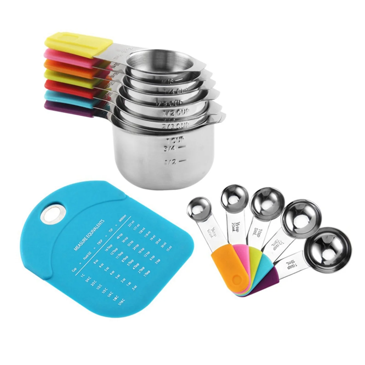 2026 Trend  Measuring Cups and Spoons Set, Stainless Steel, Stackable, Fits Narrow Jars, 13-Piece