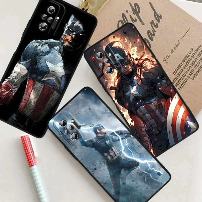 Capa de Telefone para Xiaomi Redmi, Capitão América, Maravilha, Legal, Note 13, 12R, 12, 12S, Turbo 11, 11T, 11S, 10, 10S, pro Plus, 5G