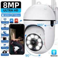 Cámara de Vigilancia Wifi de 8MP, Cámara IP PTZ Inalámbrica de Seguridad, Visión Nocturna en Color, Seguimiento Humano por IA, Cámara CCTV con Zoom Digital 4X
