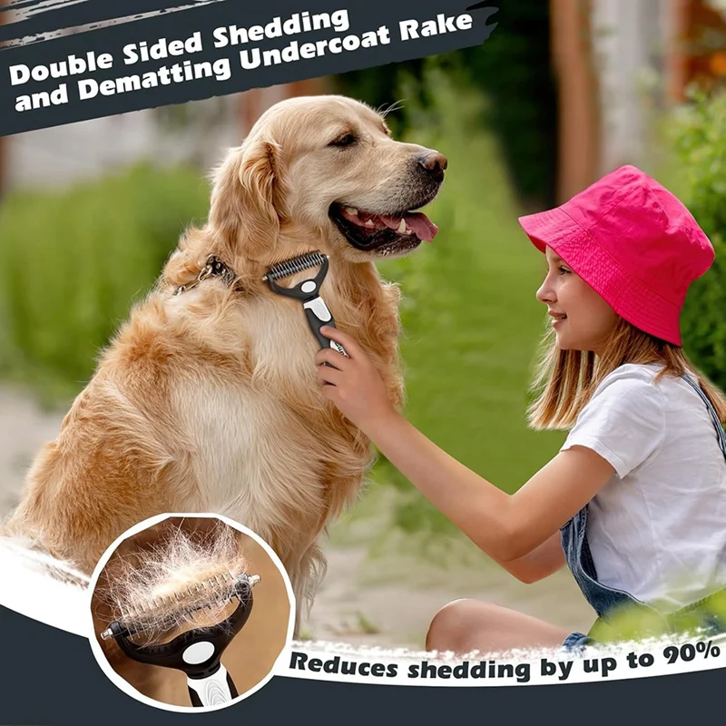 

3PCS Pet Grooming Kit: Slicker Brush, Rake & Bath Brush for Dogs, Cats & Horses Skin-Friendly, Self-Cleaning Tools Retail